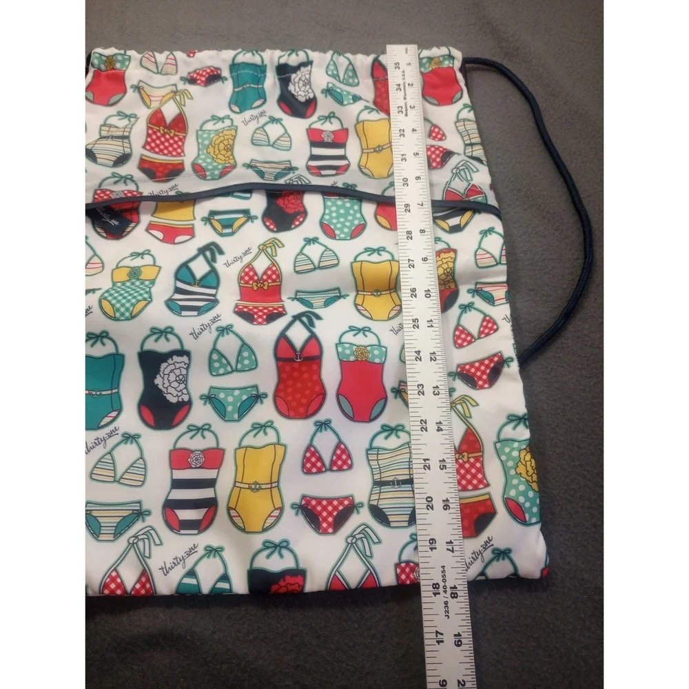 Thirty One Cinch Sac Drawstring Pool Tote Backpack Swimsuit Beach Pattern